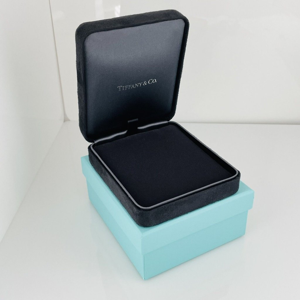 Tiffany Large Necklace Storage Gift Presentation Black Suede Box And Blue Box
